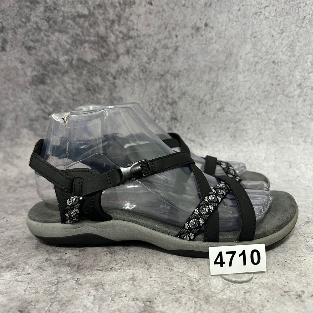 Skechers Reggae Slim Vacay Sandals Women Size 7 Black Strappy Memory Foam